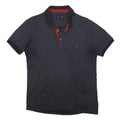 TOMMY HILFIGER Womens Blue Polo Shirt M Short Sleeve Cotton Blend Dotted Print