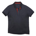 TOMMY HILFIGER Womens Blue Polo Shirt M Short Sleeve Cotton Blend Dotted Print