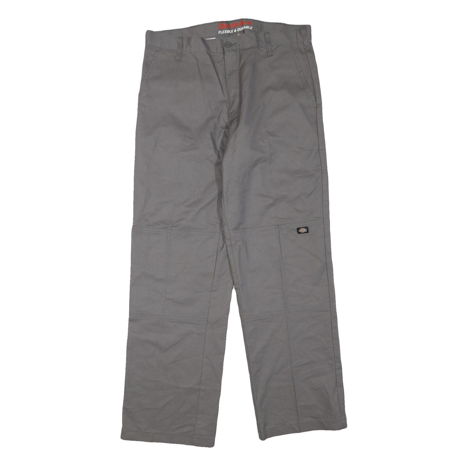 DICKIES Mens Grey Polyester Blend Regular Leg Trousers W36 L32 Durable Workwear