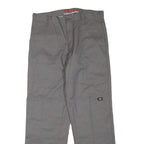 DICKIES Mens Grey Polyester Blend Regular Leg Trousers W36 L32 Durable Workwear