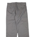 DICKIES Mens Grey Polyester Blend Regular Leg Trousers W36 L32 Durable Workwear