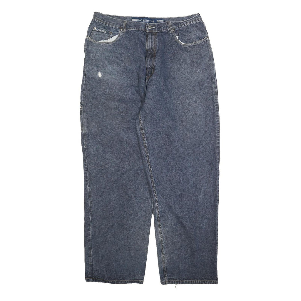 FIEND Mens Regular Fit Blue Denim Jeans W36 L31 Distressed Workwear Style