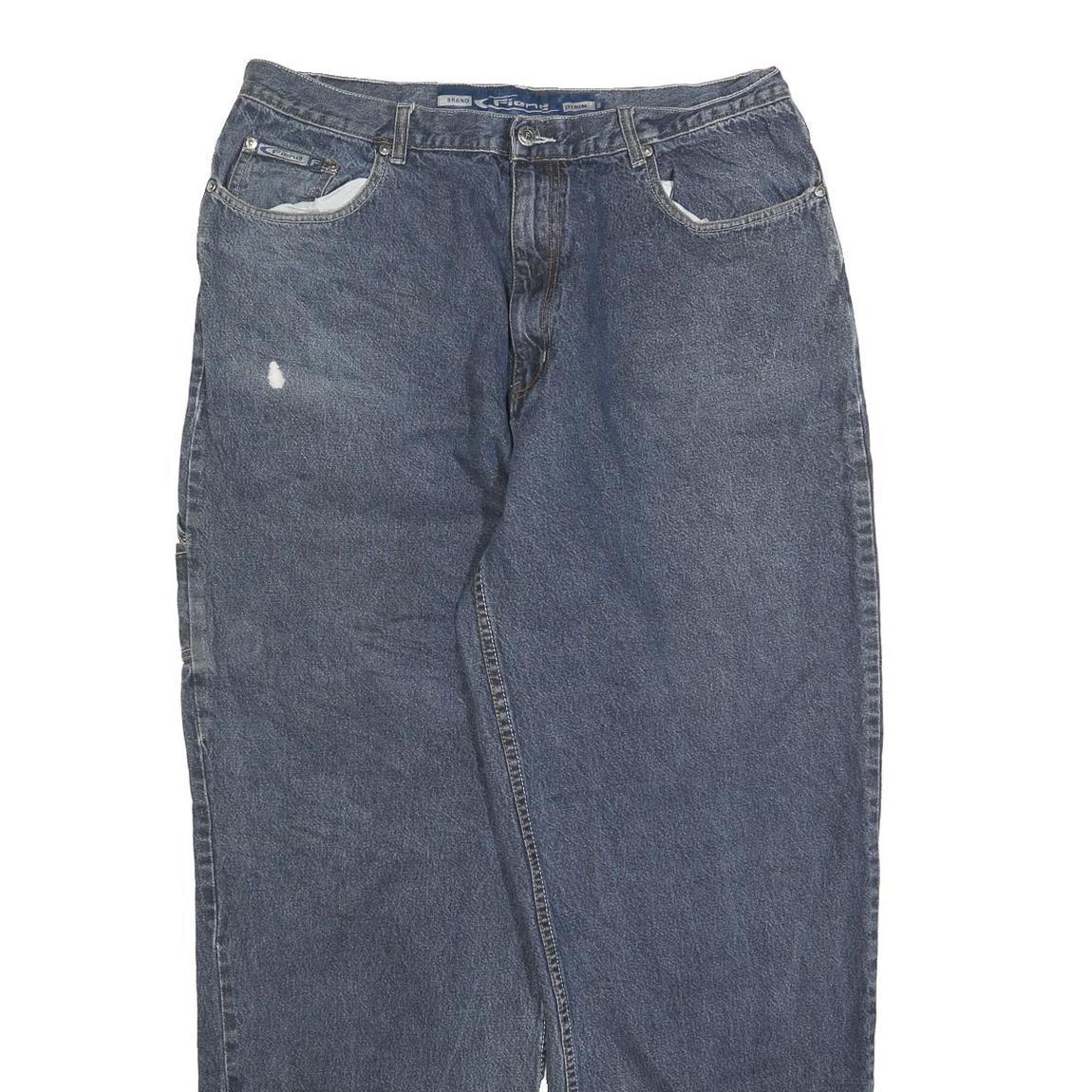 FIEND Mens Regular Fit Blue Denim Jeans W36 L31 Distressed Workwear Style