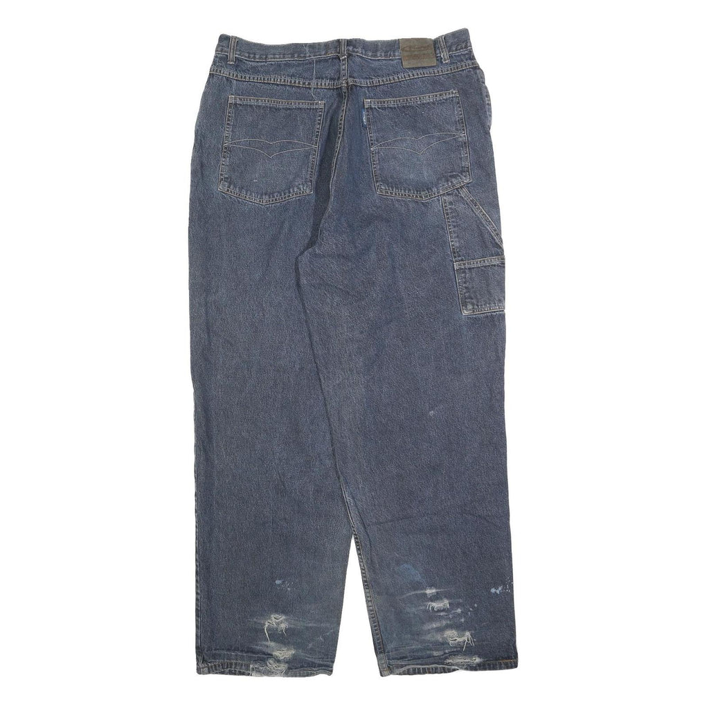 FIEND Mens Regular Fit Blue Denim Jeans W36 L31 Distressed Workwear Style