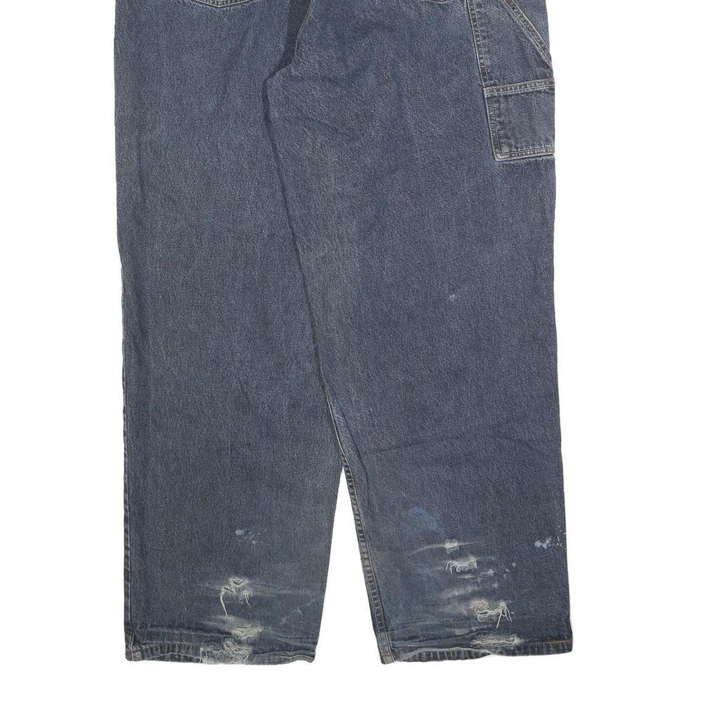 FIEND Mens Regular Fit Blue Denim Jeans W36 L31 Distressed Workwear Style