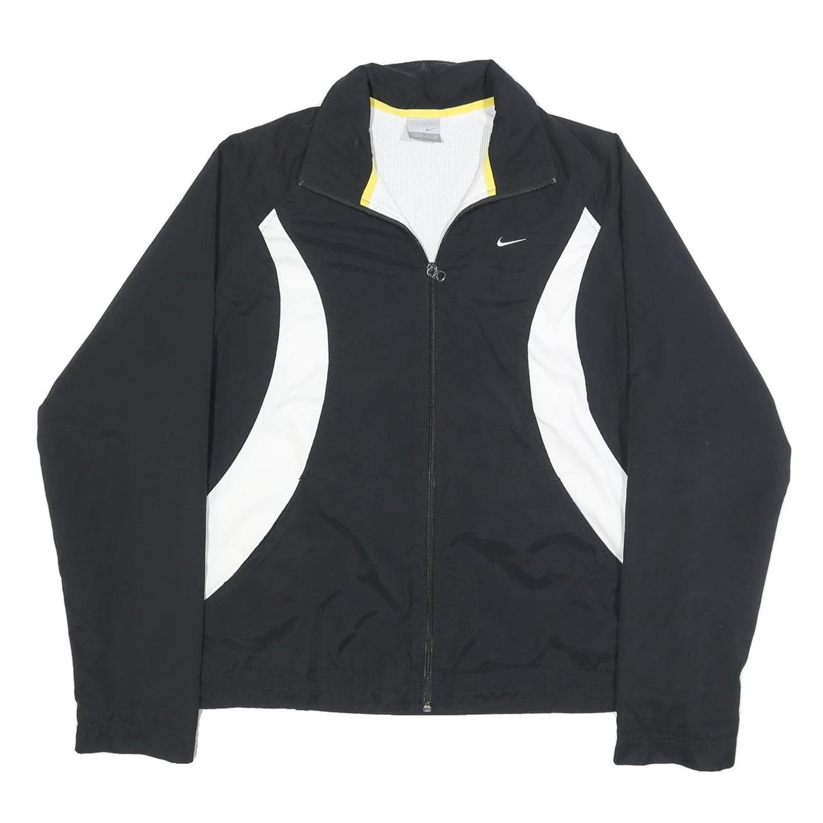 NIKE Womens Black & White Sports Zip Up Polyester Jacket L Lightweight