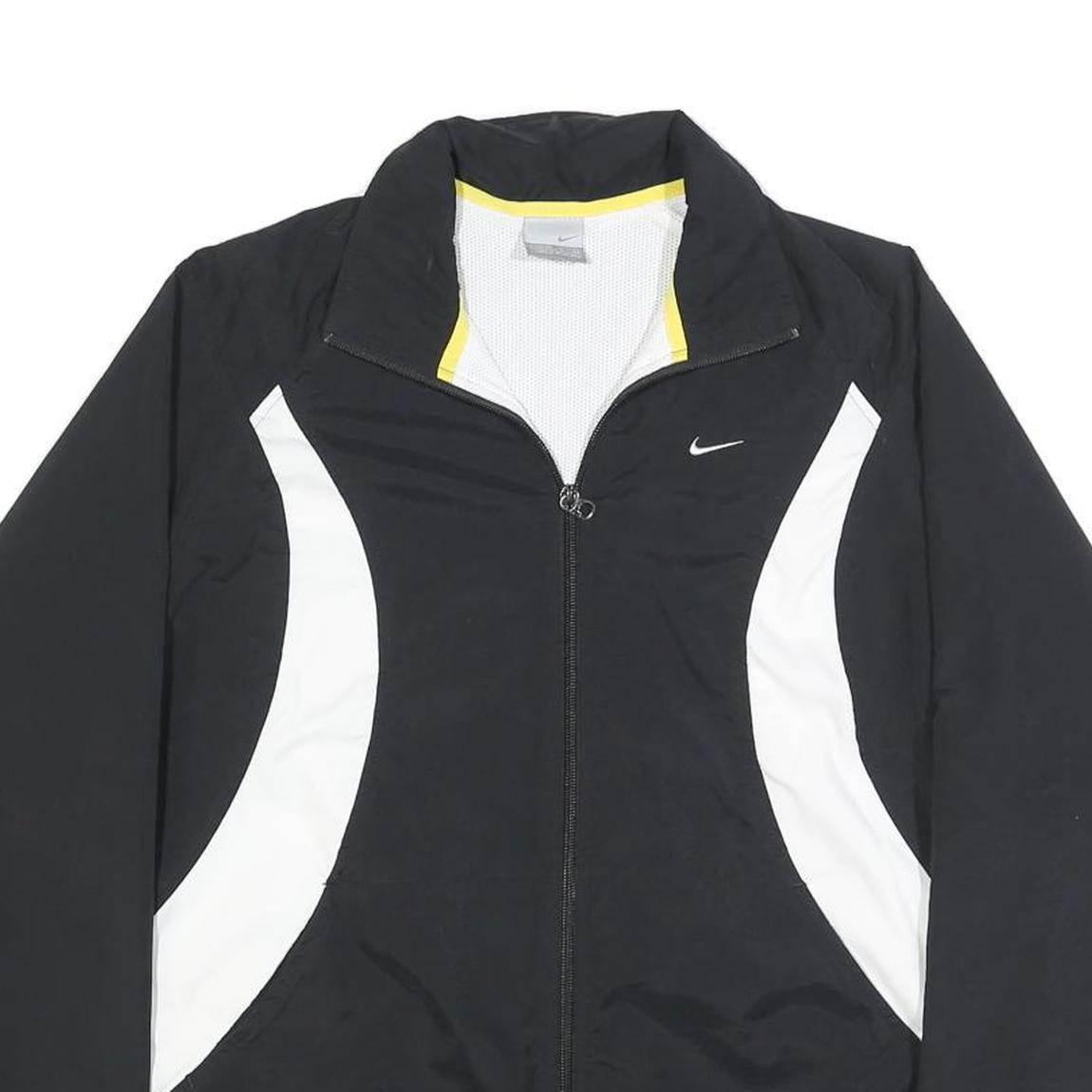 NIKE Womens Black & White Sports Zip Up Polyester Jacket L Lightweight