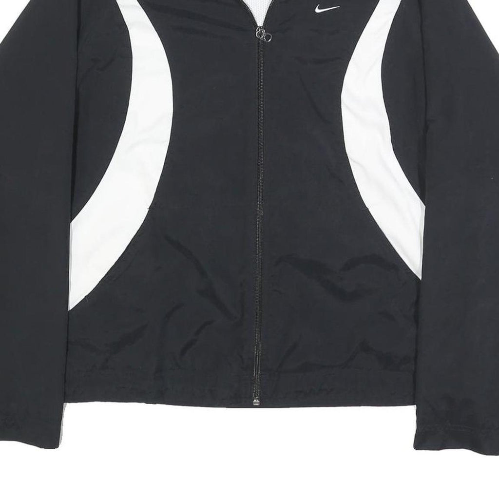 NIKE Womens Black & White Sports Zip Up Polyester Jacket L Lightweight