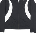 NIKE Womens Black & White Sports Zip Up Polyester Jacket L Lightweight