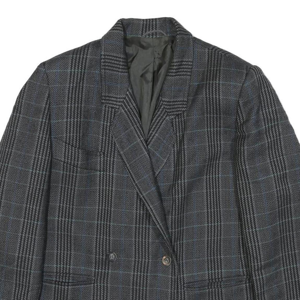 Womens Grey Plain Button Jacket M Polyester Blend Classic Blazer M