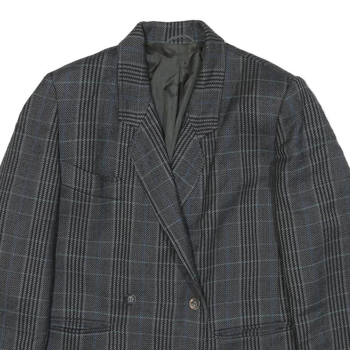 Womens Grey Plain Button Jacket M Polyester Blend Classic Blazer M