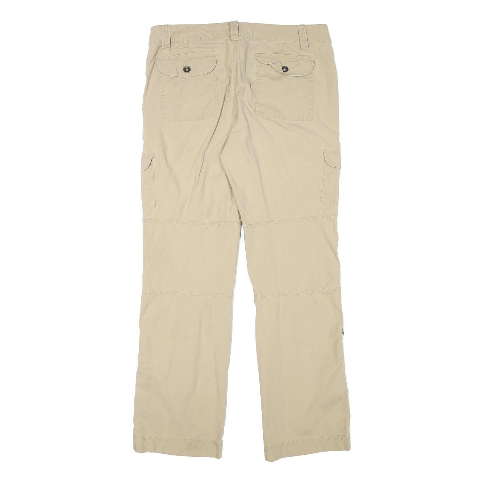 ANA Womens Cotton Blend Beige Regular Fit Straight Leg Trousers W32 L30 Casual