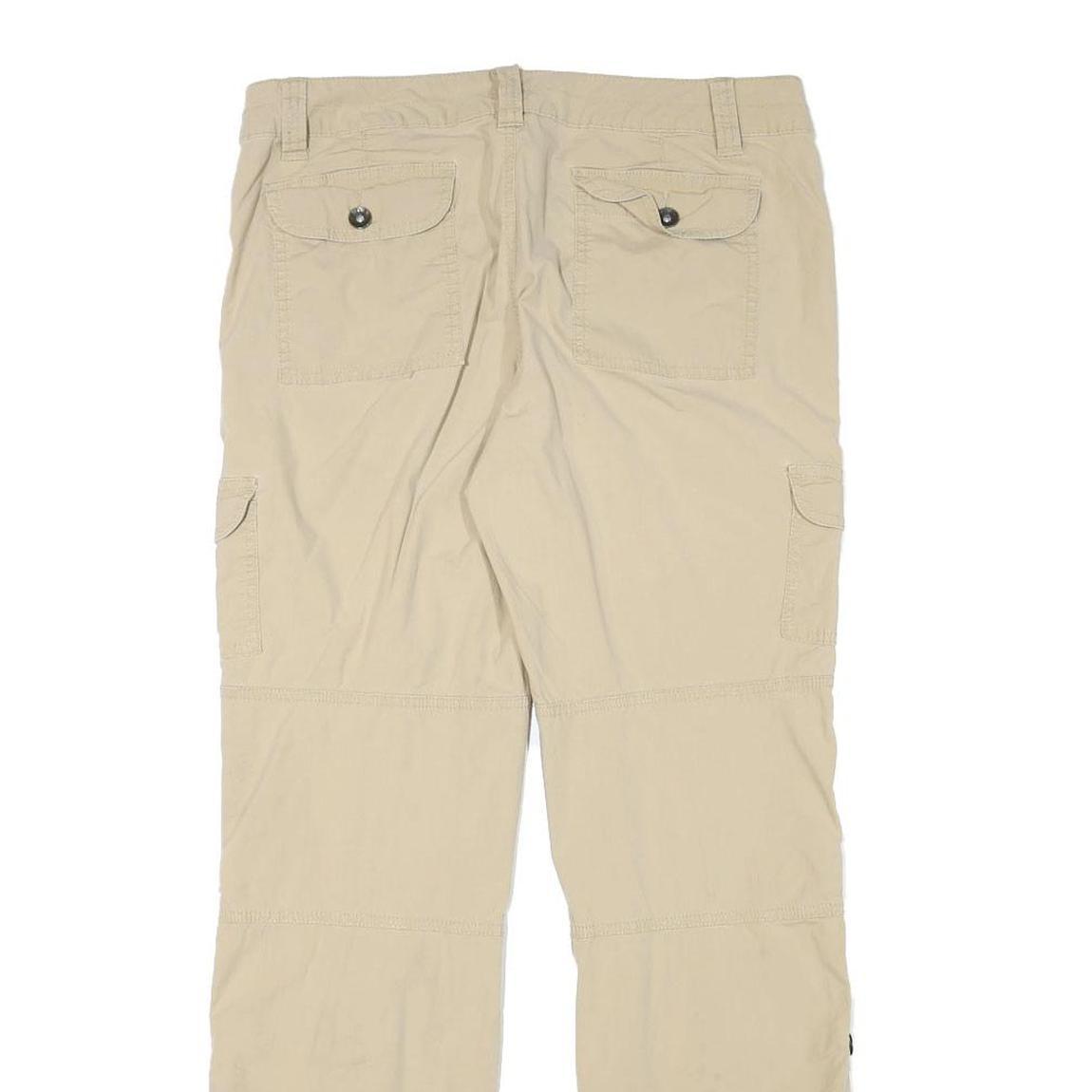 ANA Womens Cotton Blend Beige Regular Fit Straight Leg Trousers W32 L30 Casual