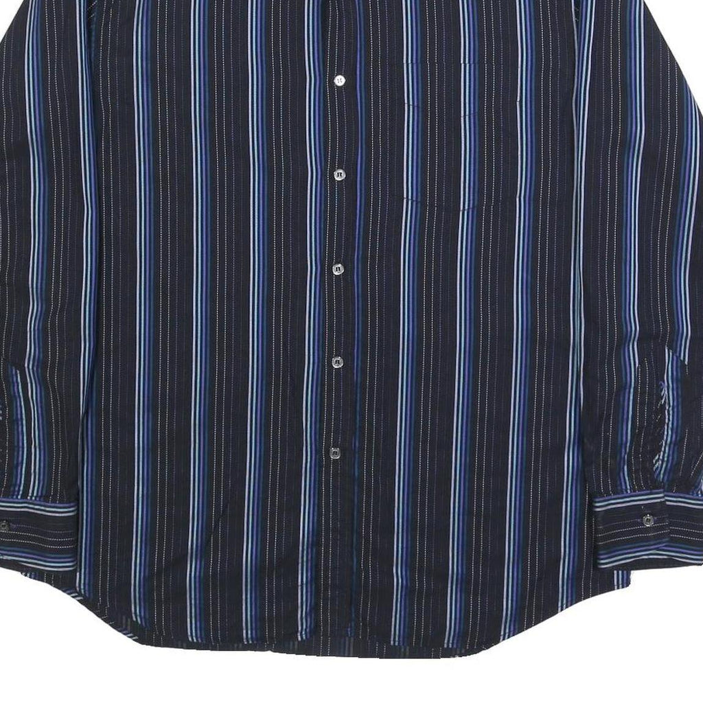 PAUL SMITH Mens Black & Blue Striped Cotton Shirt XL Button Long Sleeve