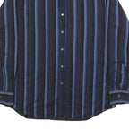 PAUL SMITH Mens Black & Blue Striped Cotton Shirt XL Button Long Sleeve