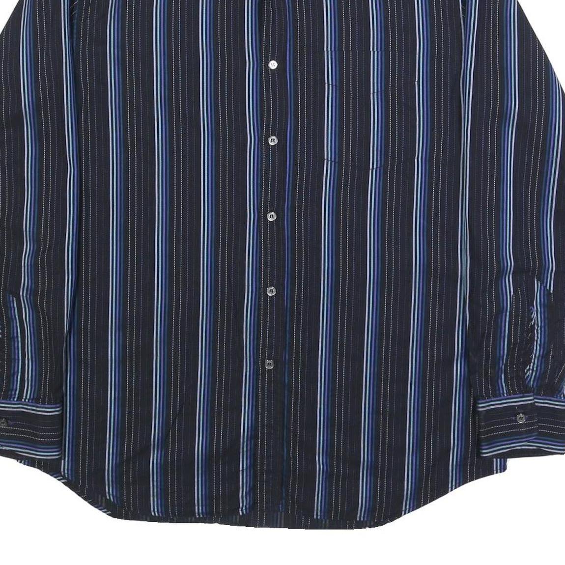 PAUL SMITH Mens Black & Blue Striped Cotton Shirt XL Button Long Sleeve