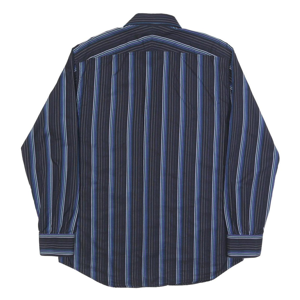 PAUL SMITH Mens Black & Blue Striped Cotton Shirt XL Button Long Sleeve