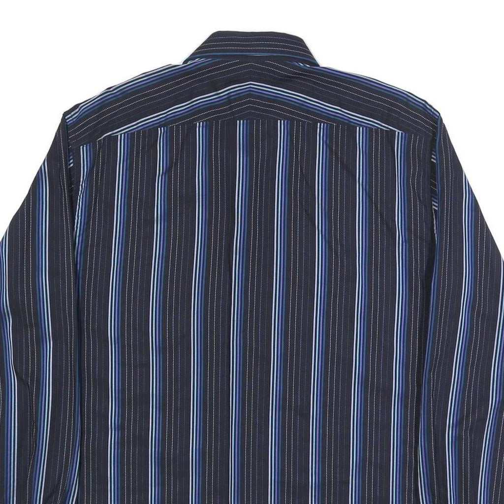 PAUL SMITH Mens Black & Blue Striped Cotton Shirt XL Button Long Sleeve
