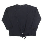 LIU JO Beaded Womens Blouse Black V-Neck 3/4 Sleeve M