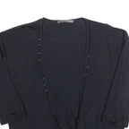 LIU JO Beaded Womens Blouse Black V-Neck 3/4 Sleeve M