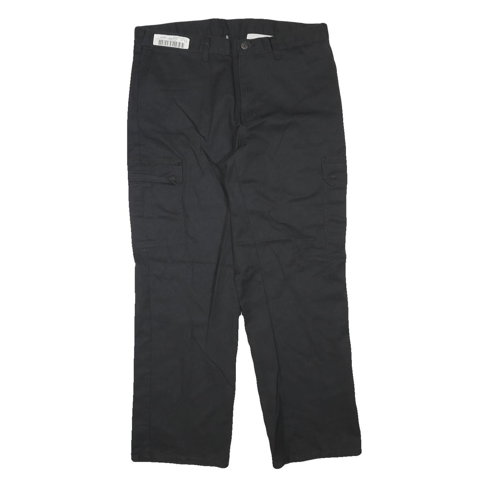 DICKIES Mens Cotton Blend Black Regular Fit Straight Leg Trousers W34 L29