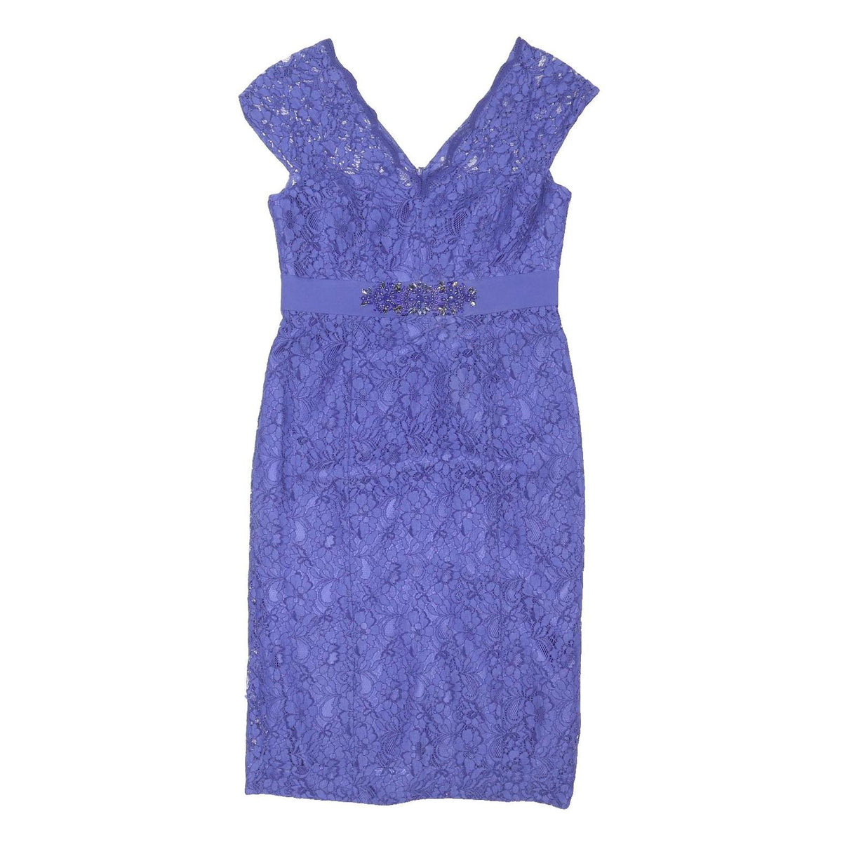 MONSOON Womens Purple Lace Fit & Flare Woven Midi Dress UK 14 Embellished Waist