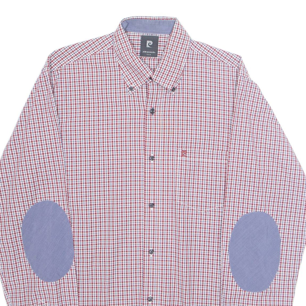 PIERRE CARDIN Mens Shirt Red Check Long Sleeve M