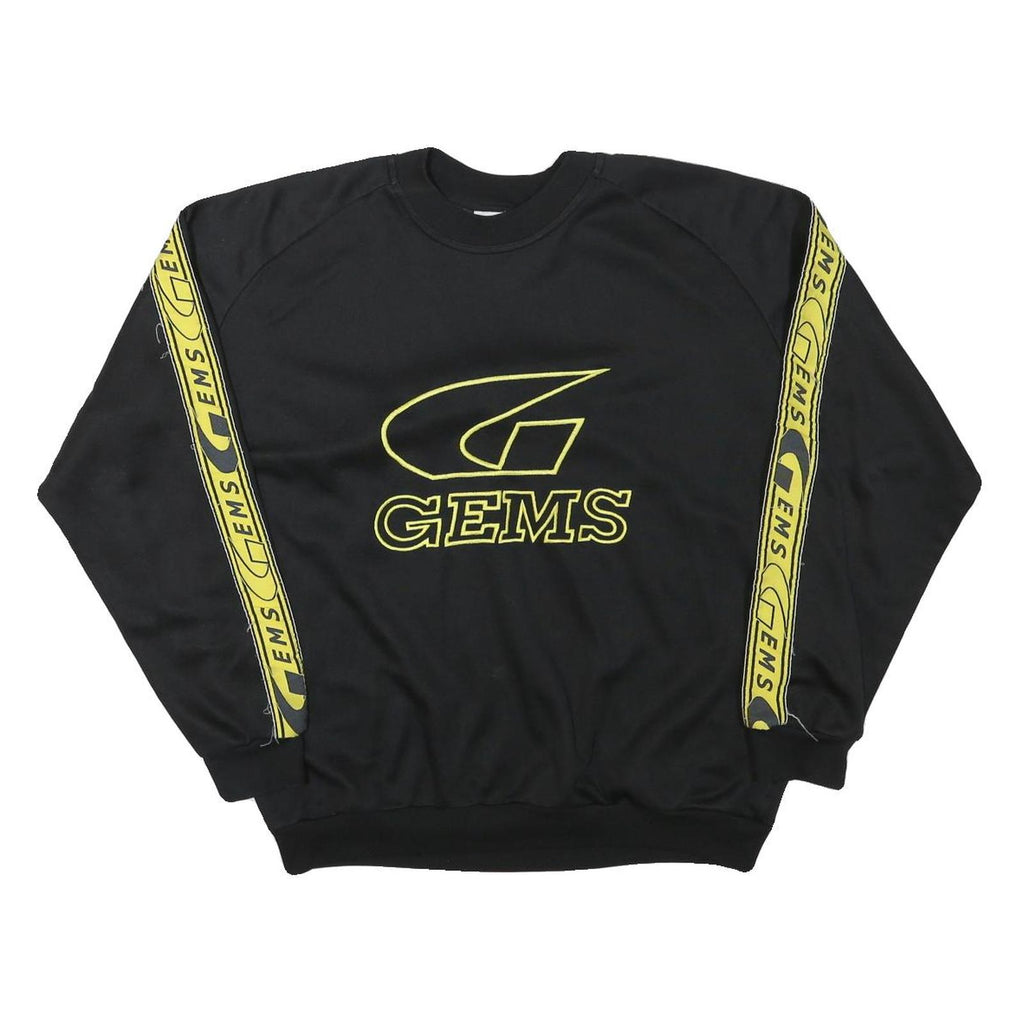 GEMS Mens Black & Yellow Logo Crew Neck XL Sports Style Sweatshirt