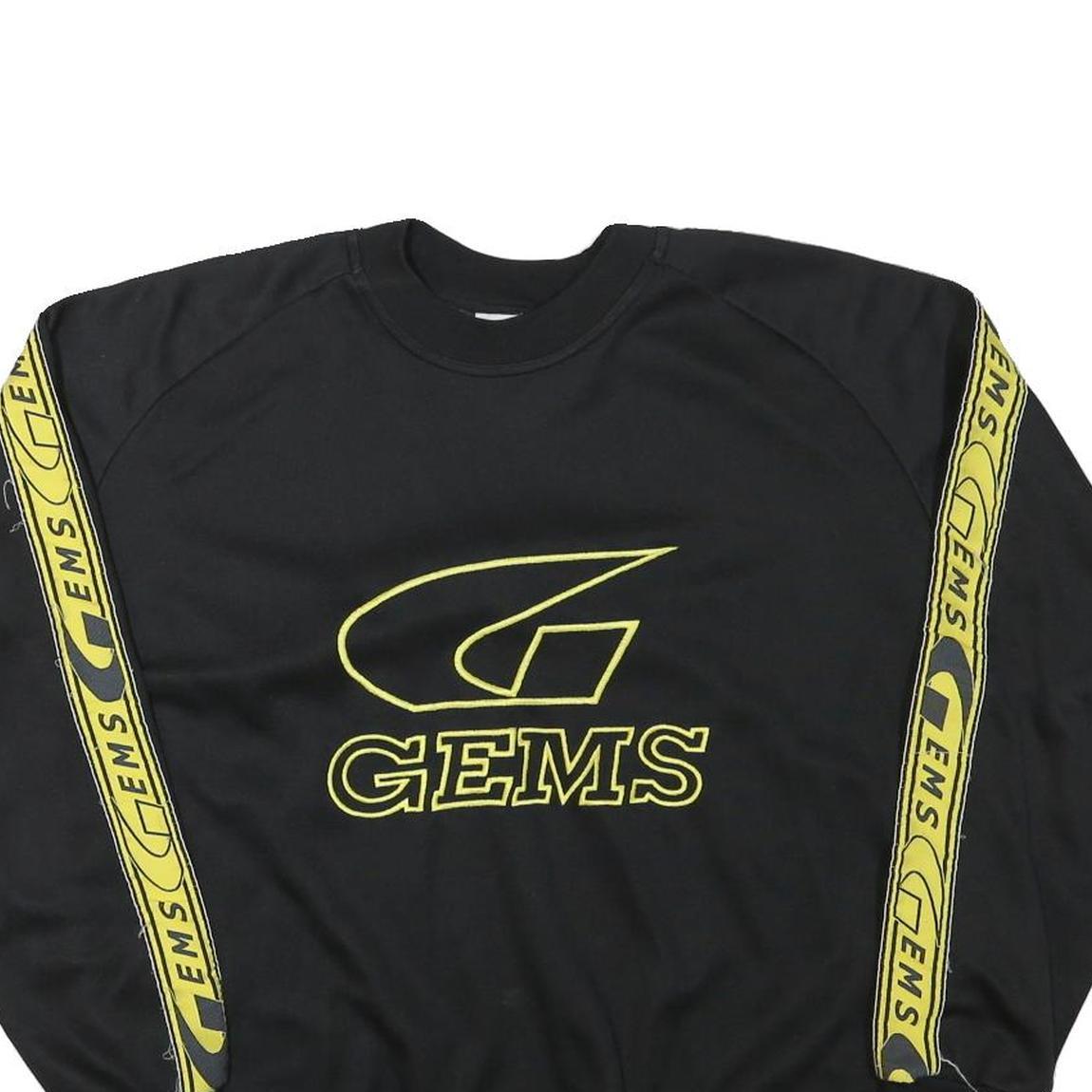 GEMS Mens Black & Yellow Logo Crew Neck XL Sports Style Sweatshirt