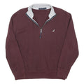 NAUTICA Mens Maroon & Light Grey Plain Pullover Jumper Crew Neck Cotton Blend L