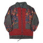 RODEO Mens Red Grey Patchwork Polyester Blend Zip Jacket L Casual Outerwear