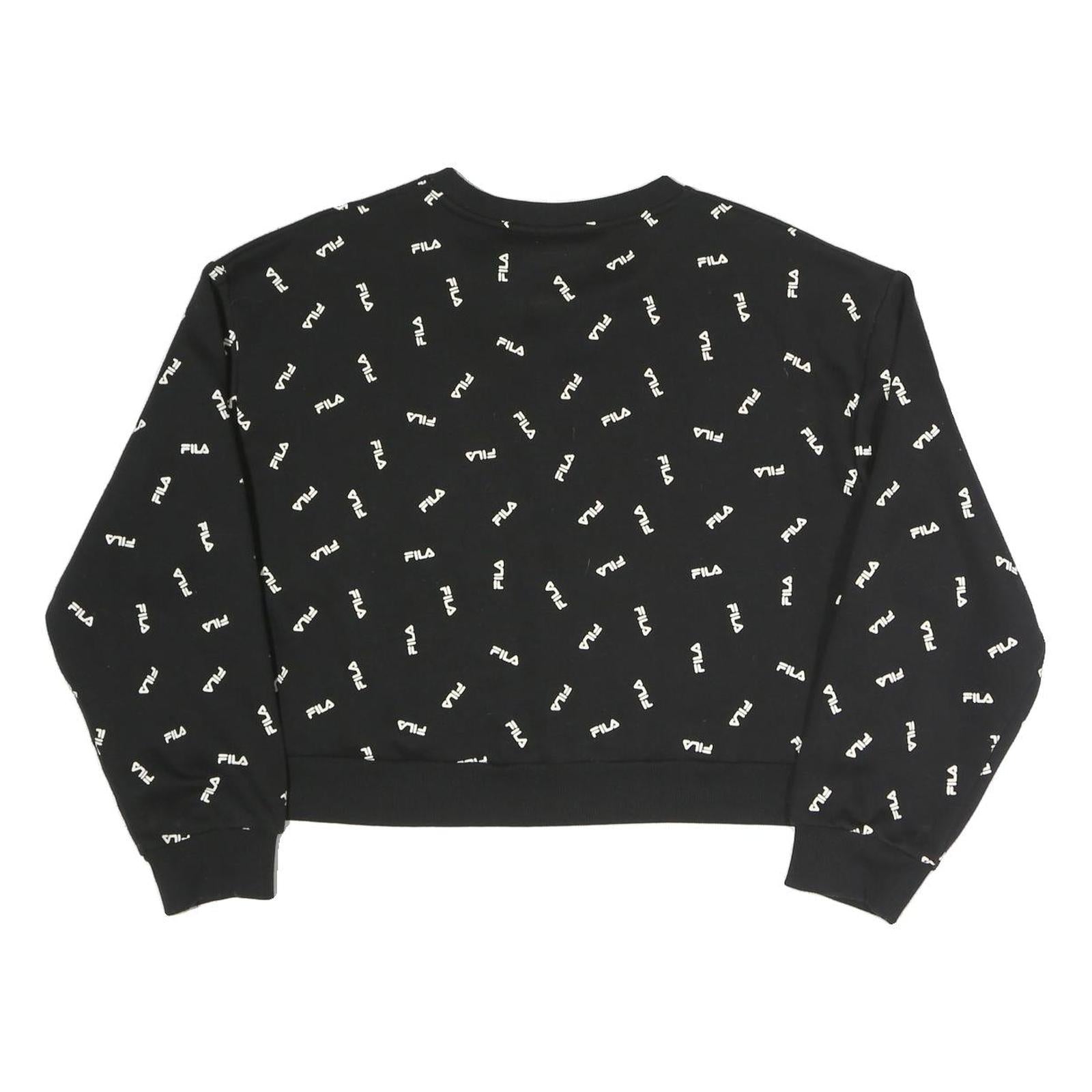 FILA Womens Black Sweatshirt Crew Neck 2XL Cotton Blend Logo Print Pullover