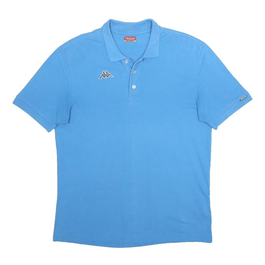 KAPPA Mens Blue Short Sleeve Plain XL Cotton Polo Shirt Logo Casual Sports