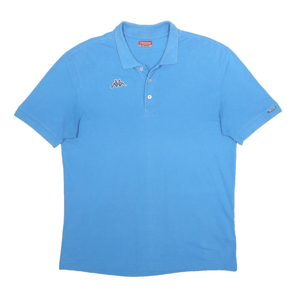 KAPPA Mens Blue Short Sleeve Plain XL Cotton Polo Shirt Logo Casual Sports