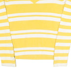 TOMMY HILFIGER Womens Yellow & White Patterned Cotton Blend V-Neck Jumper S