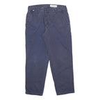 CARHARTT Mens Cotton Blue Relaxed Straight Trousers W36 L32 Workwear Casual Zip