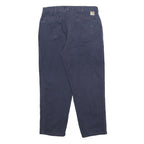 CARHARTT Mens Cotton Blue Relaxed Straight Trousers W36 L32 Workwear Casual Zip