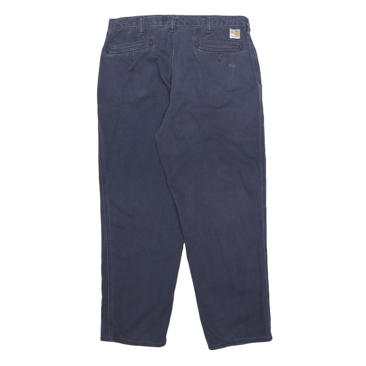 CARHARTT Mens Cotton Blue Relaxed Straight Trousers W36 L32 Workwear Casual Zip
