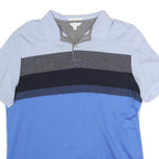 CALVIN KLEIN Mens Blue & Grey Short Sleeve Striped Polo Shirt M Cotton Casual