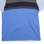 CALVIN KLEIN Mens Blue & Grey Short Sleeve Striped Polo Shirt M Cotton Casual