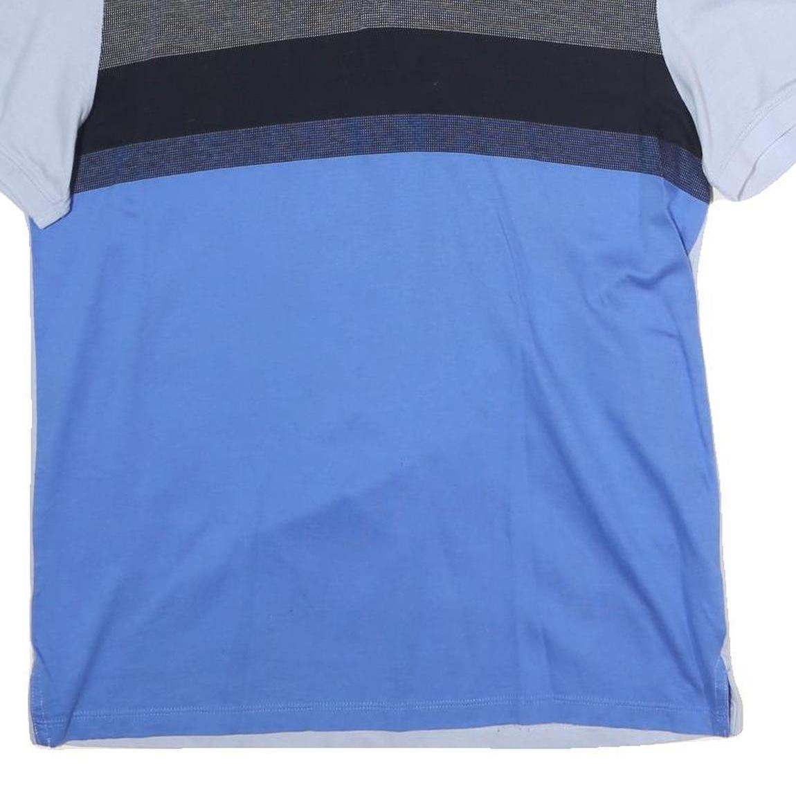 CALVIN KLEIN Mens Blue & Grey Short Sleeve Striped Polo Shirt M Cotton Casual