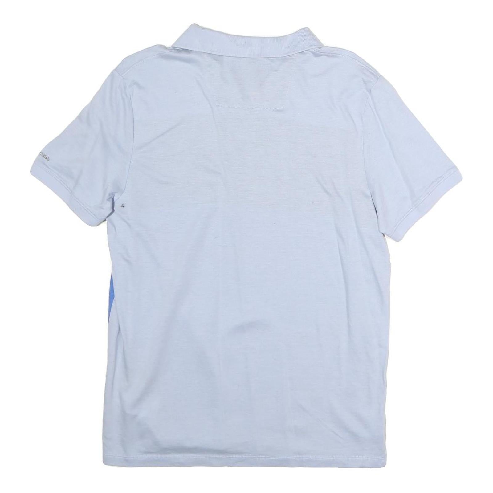 CALVIN KLEIN Mens Blue & Grey Short Sleeve Striped Polo Shirt M Cotton Casual