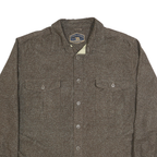 FREEDOM FOUNDARY Mens Brown Cotton Shirt L Button Front Chest Pockets Casual