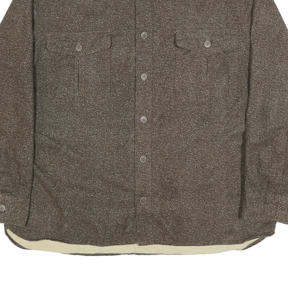 FREEDOM FOUNDARY Mens Brown Cotton Shirt L Button Front Chest Pockets Casual