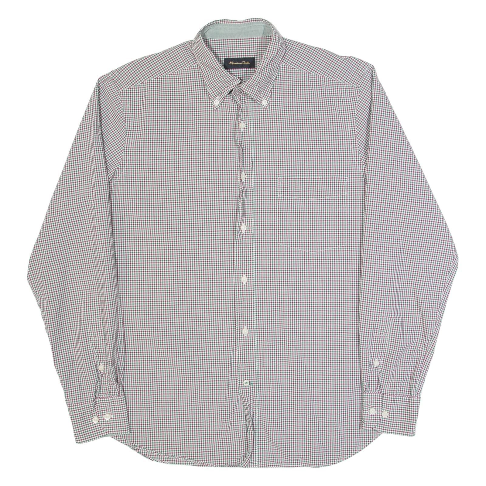 MASSIMO DUTTI Mens Shirt Red Check Long Sleeve L