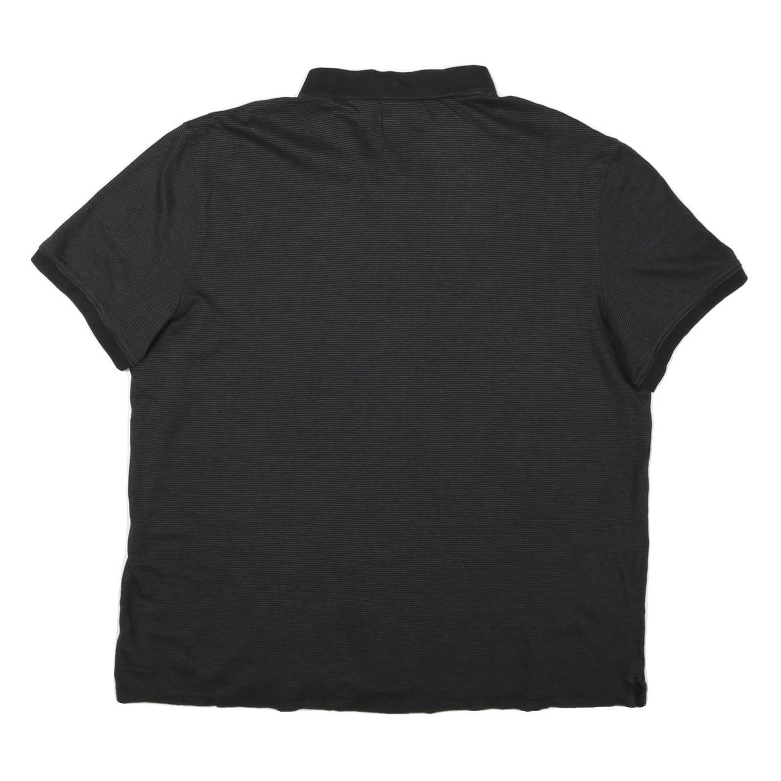 CALVIN KLEIN Mens Black Striped Short Sleeve Polo Shirt 2XL Cotton Blend