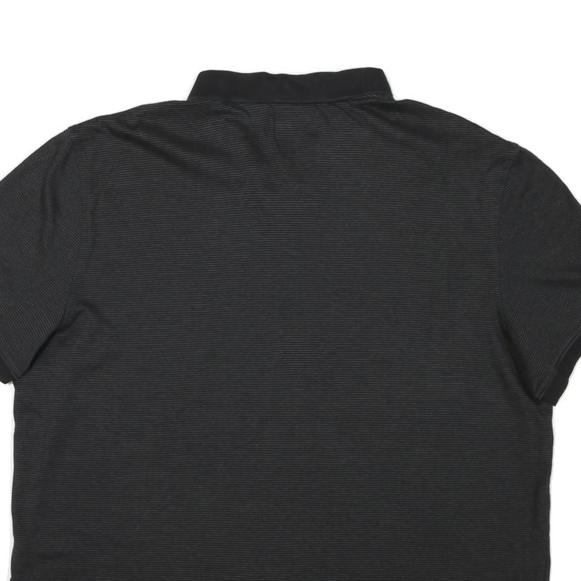 CALVIN KLEIN Mens Black Striped Short Sleeve Polo Shirt 2XL Cotton Blend