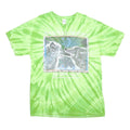 GILDAN Mens Green Tie Dye Wolf Graphic T-Shirt L Short Sleeve Crew Neck Cotton