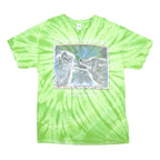 GILDAN Mens Green Tie Dye Wolf Graphic T-Shirt L Short Sleeve Crew Neck Cotton