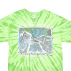 GILDAN Mens Green Tie Dye Wolf Graphic T-Shirt L Short Sleeve Crew Neck Cotton